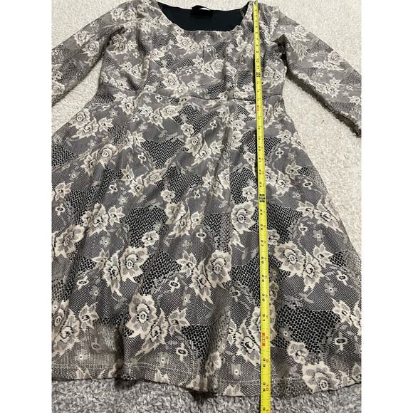 Luna Tiks Women's Size Large 3/4 Sleeve Short Dress black ivory fully lined - Picture 4 of 11